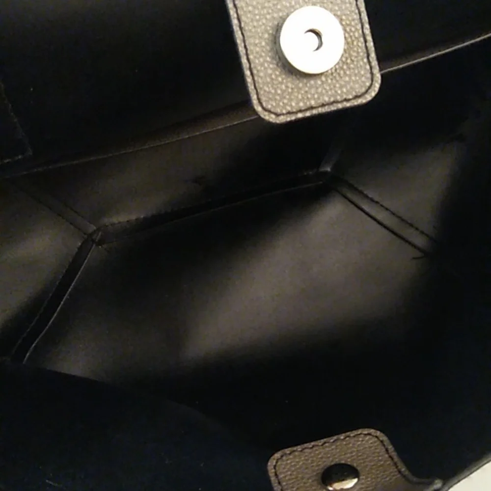 Everyday Black Leather Tote Bag with Shoulder Straps